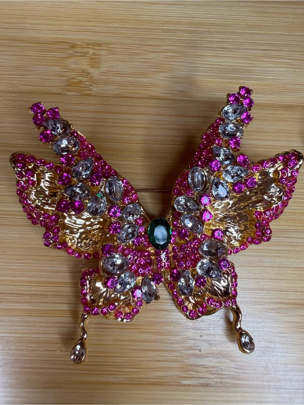 Statement Brooch Lot of 7: Rhinestone Enamel Butterfly Mask Cameo Unicorn Camera